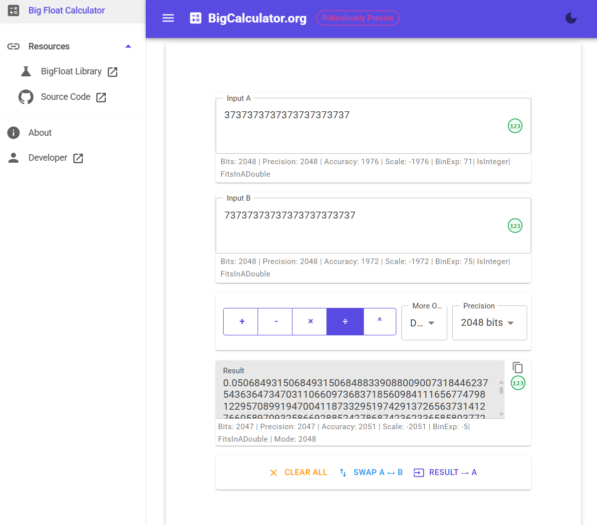BigCalculator workspace preview